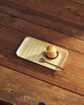 Small Linen Coated Tray | Yellow Fine Stripe Lightweight Decorative Tray