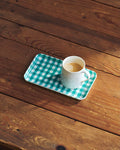 Small Linen Coated Tray | Green Check Lightweight Decorative Tray