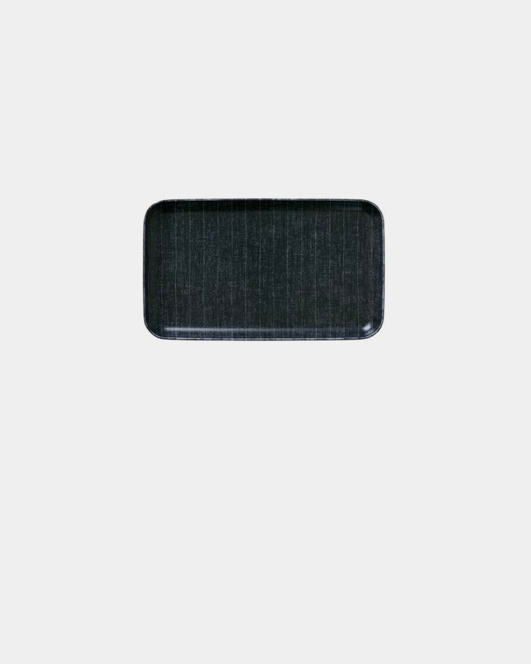 Small Linen Coated Tray | Dark Fine Stripe Lightweight Decorative Tray