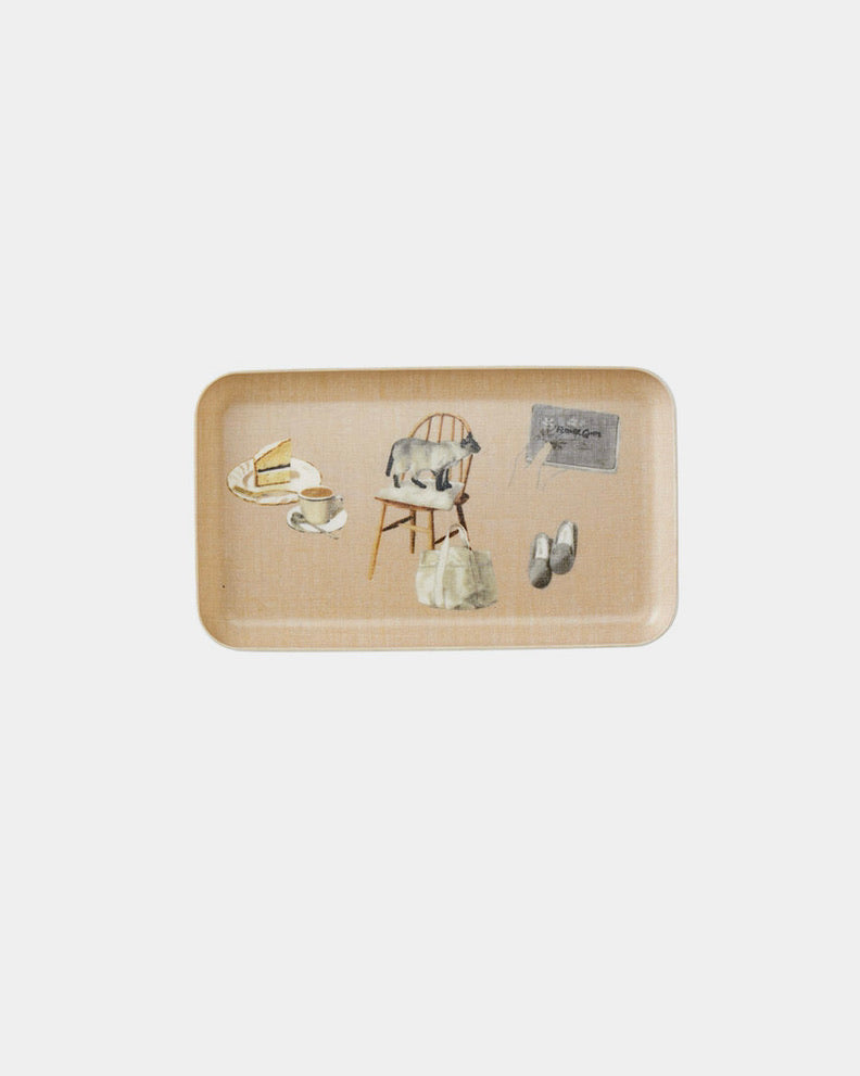 Small Linen Coated Tray | Illustrated Lightweight Decorative Tray