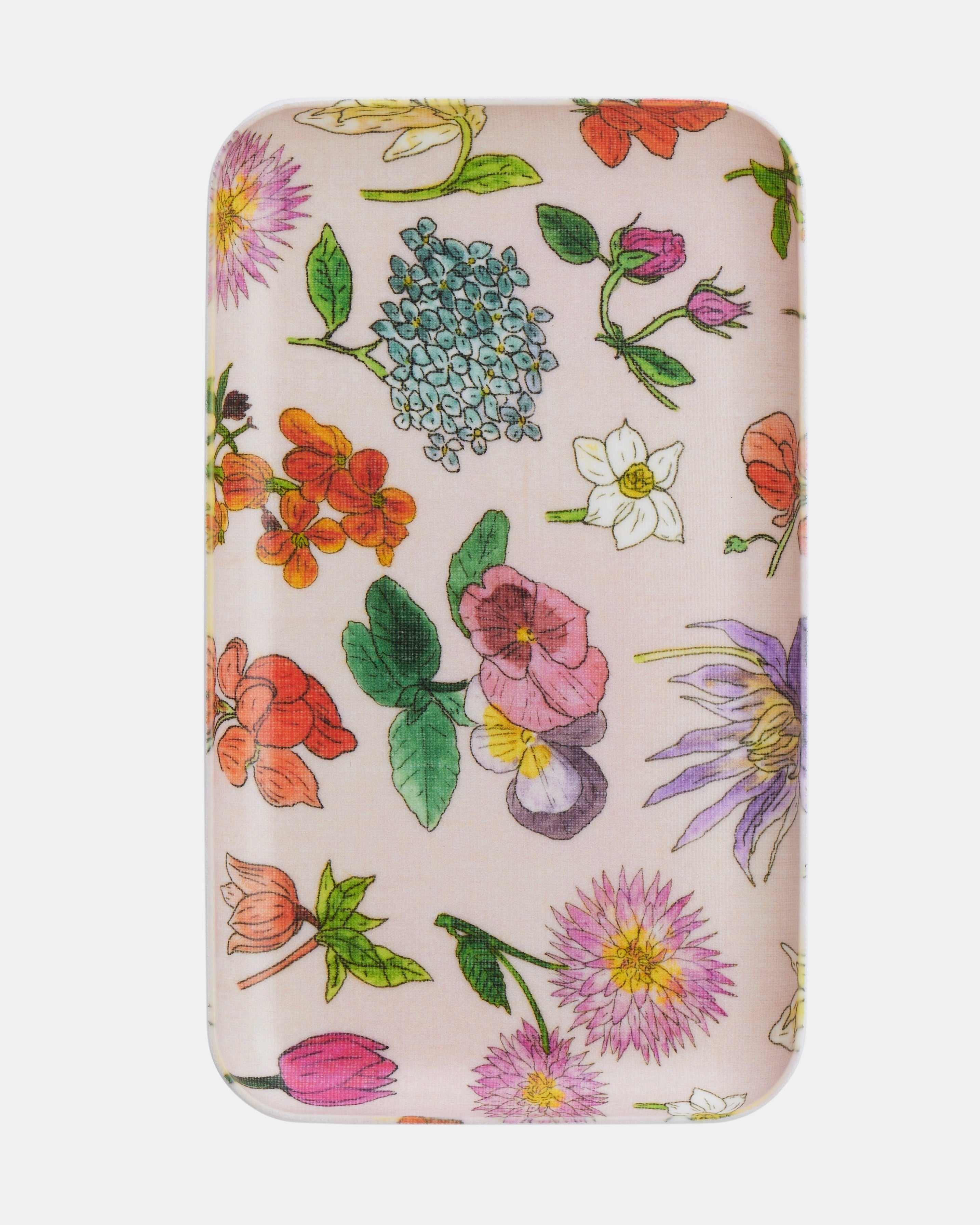Small Linen Coated Tray | Floral Pattern Lightweight Decorative Tray