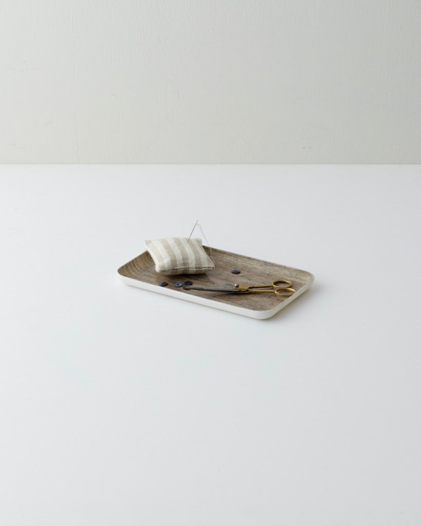 Small Linen Coated Tray | Natural Finish Lightweight Decorative Tray